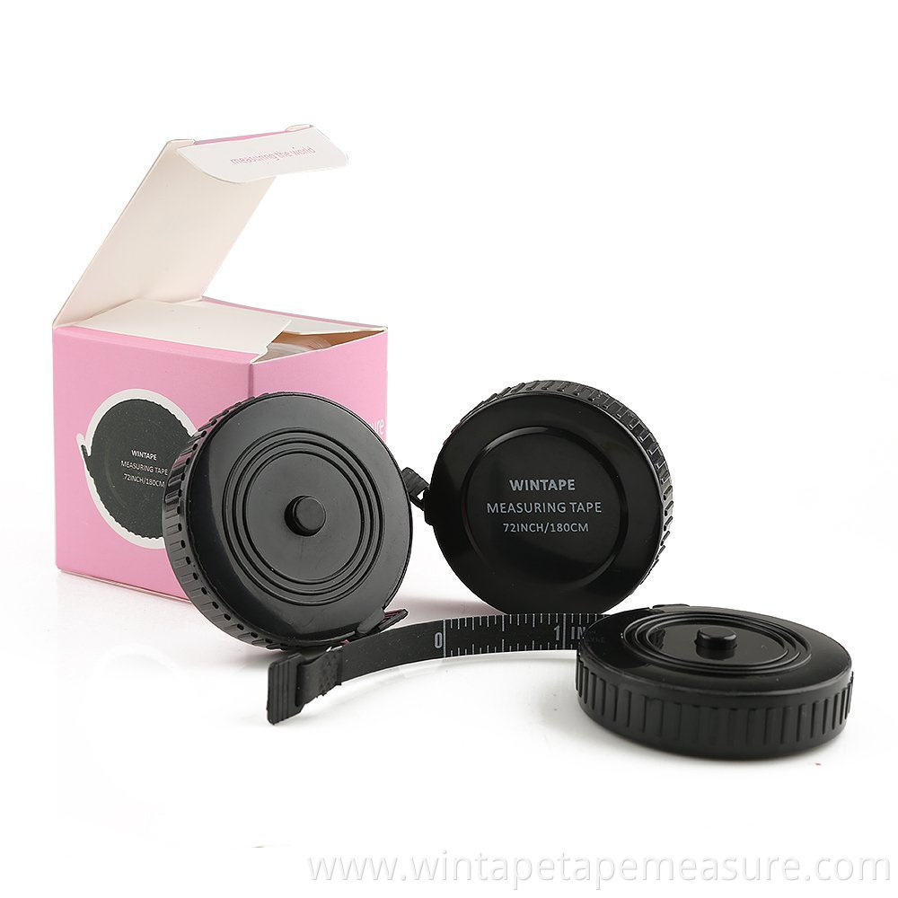 Promotional Customized Cheap Black Measurement Tape Round Measuring Tape Tool With Button